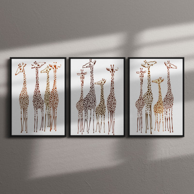 Conjunto De Quadros Decorativos Girafas