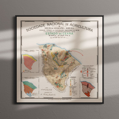 Quadro Decorativo Mapa Antigo Estado Do Ceará