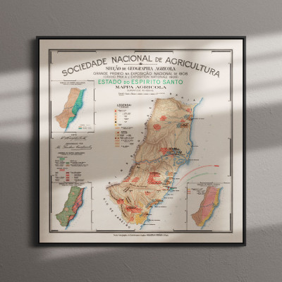 Quadro Decorativo Mapa Antigo Estado Do Espírito Santo