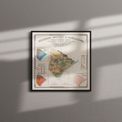 Quadro Decorativo Mapa Antigo Estado E Sergipe