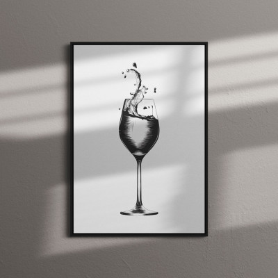 Quadro Decorativo Taça De Vinho Abstrata