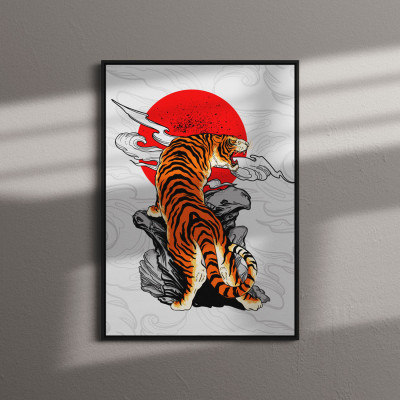 Quadro Decorativo Tigre Japonês