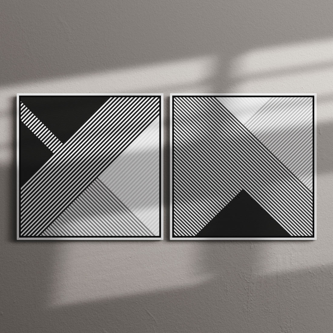 Conjunto De Quadros Decorativos Triângulos Abstratos