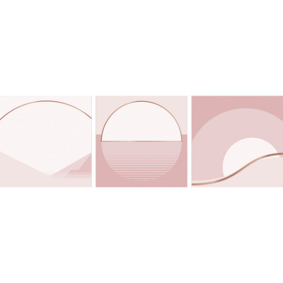 Conjunto De Quadros Decorativos Minimalist Pink