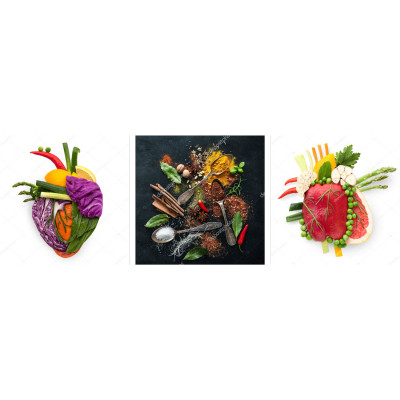 Conjunto de Quadros Decorativos Legumes e Condimentos