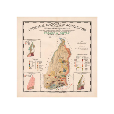 Quadro Decorativo Mapa Antigo Goiás