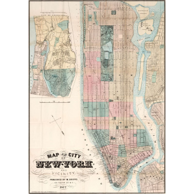 Quadro Decorativo New York Mapa Antigo 1877