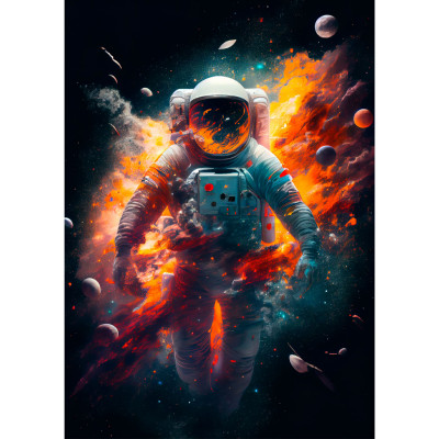 Quadro Decorativo Pintura Abstrata Astronauta