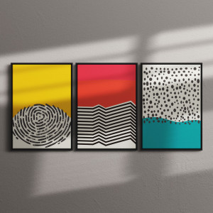 Conjunto de Quadros Decorativos Impressão Digital Abstrata